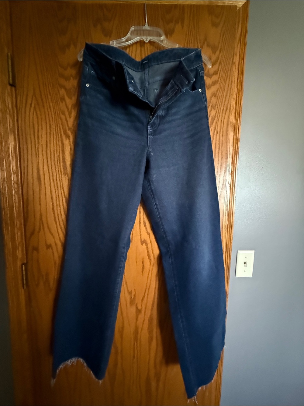 Dark Blue High Rise Wide Leg Jeans-Express